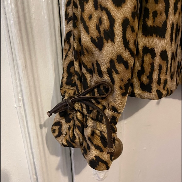 Carlisle Silk Leopard Print Jacket with Leather Tie Details. - Picture 6 of 7